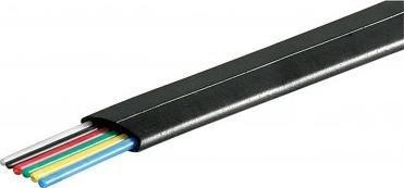 Goobay goobay Telefonflachkabel 6adrig 100m, Kabel schwarz, 100 Meter - 93306