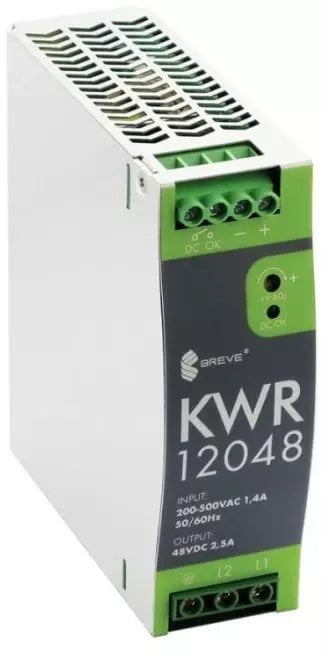 Zasilacz impulsowy KWR 12048 230-400/ 48VDC 2,5A 120W na szynę DIN, Uzas: 180-550VAVAC, Ta70, 17000-1805