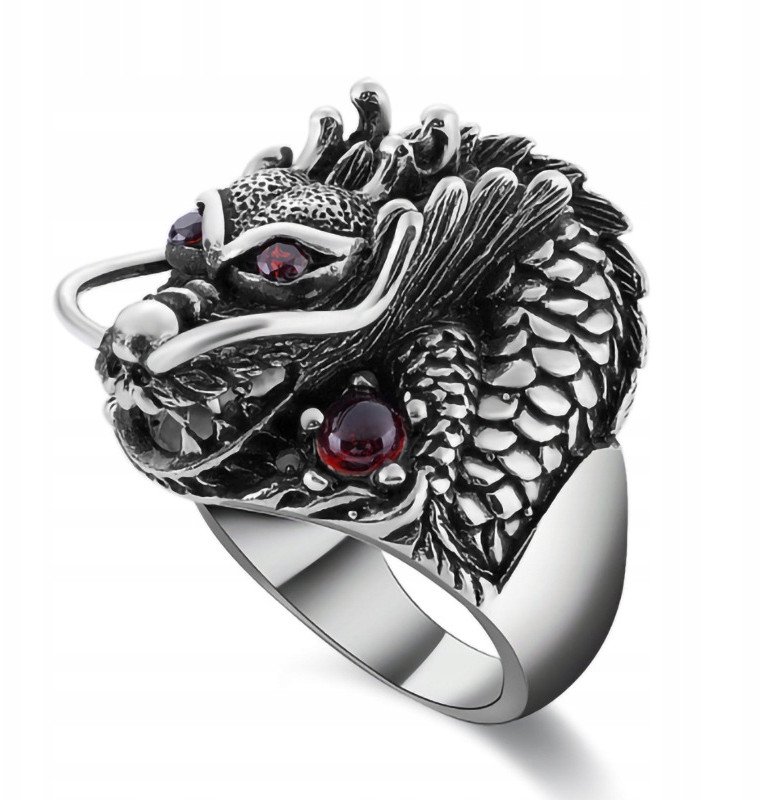 PIERŚCIEŃ SYGNET Wojownik Chiński SMOK Dragon 397