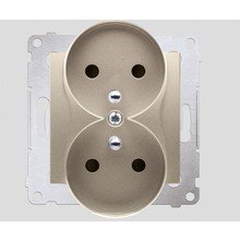 Kontakt-Simon Gniazdo podwójne 16A IP20 z/u i przesłoną torów złoty mat - DGZ2MZN.01/44