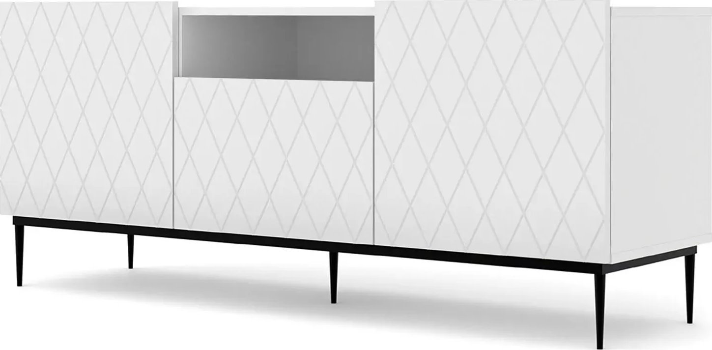 Elior Szafka rtv biały mat + czarna rama - Nuvis 3X