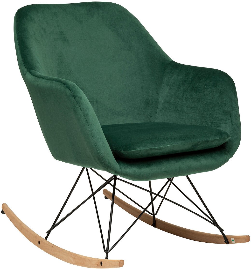 Fotel bujany OLMETO, welurowy, butelkowa zieleń