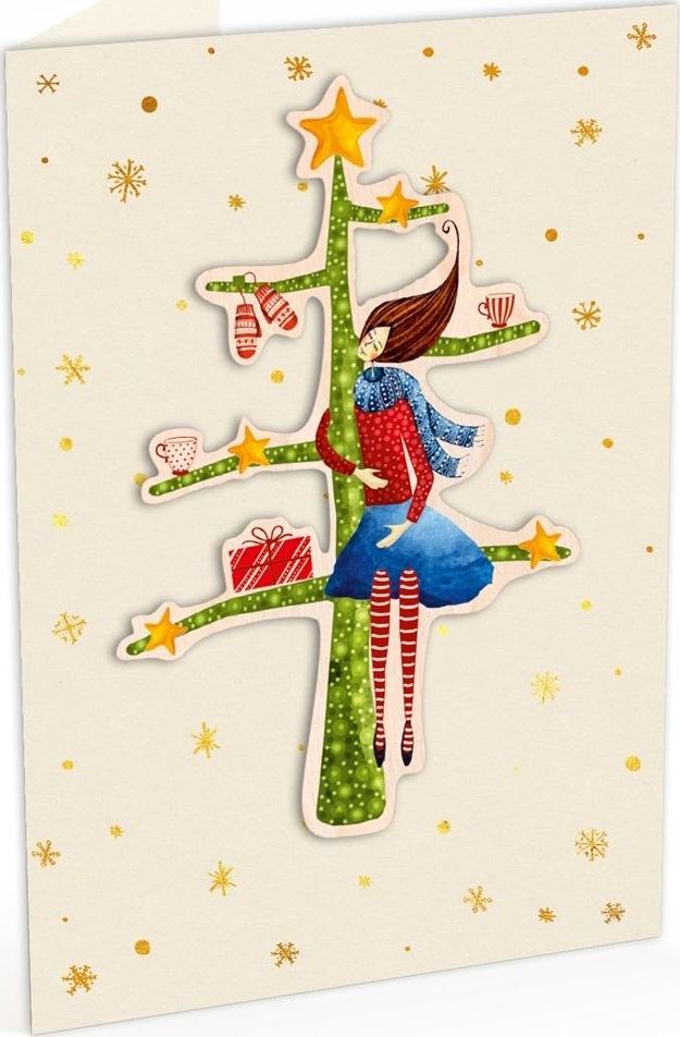 Cozywood Karnet C6 naklejany + kop. Święta Kob. na choince