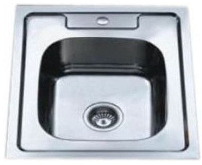 Sink TREDI, top-mounted, stainless steel, with siphon set, 50 x 50 cm