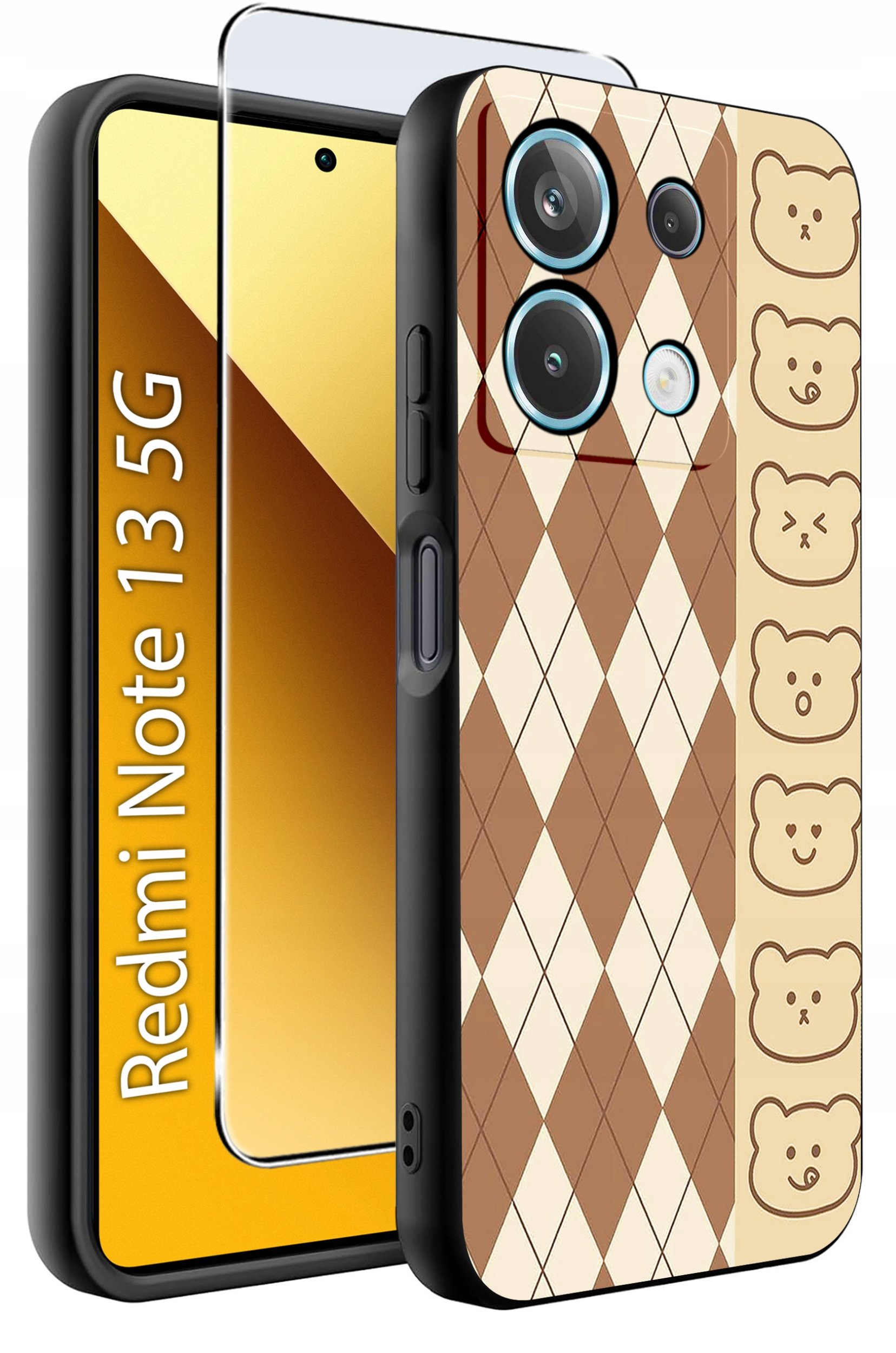 ETUI do Xiaomi Redmi Note 13 5G WZORY |SILIKONOWE MATT CASE +SZKŁO 9H