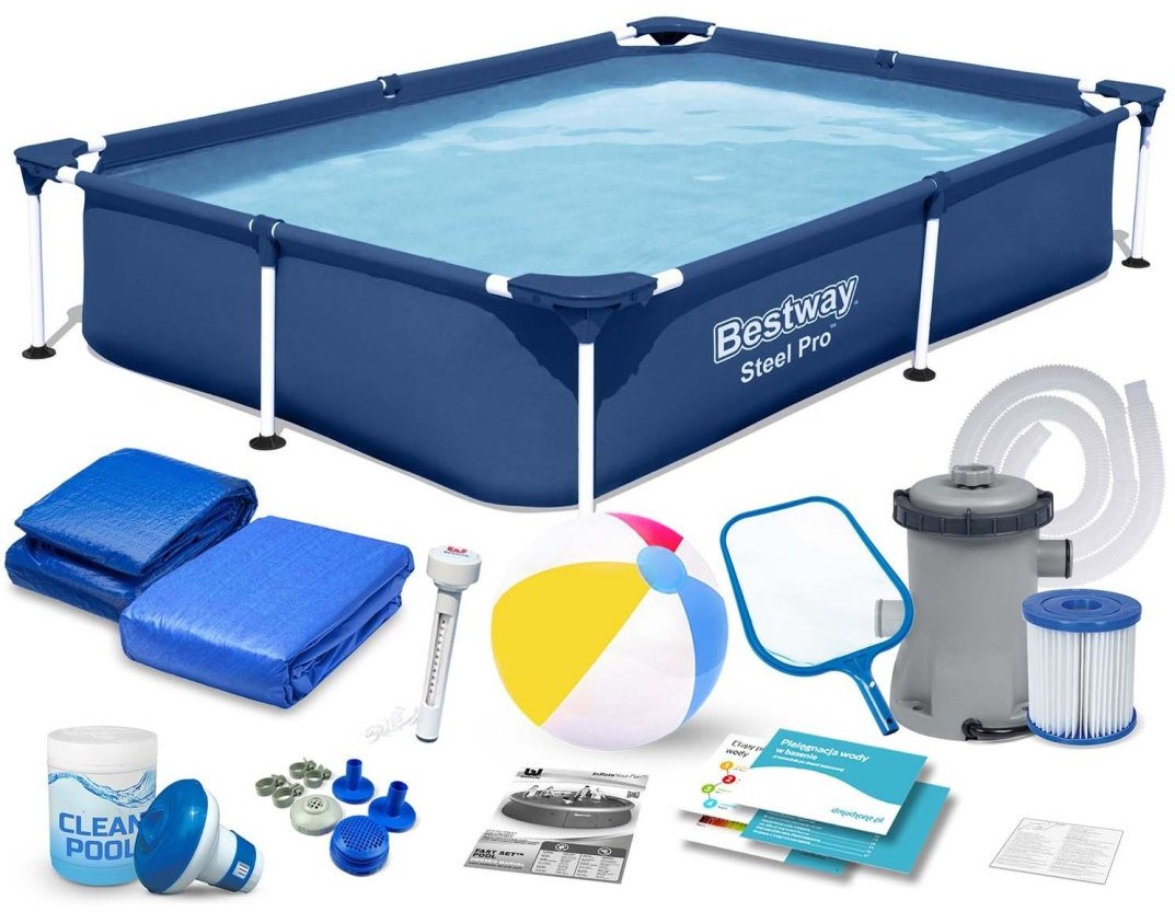 Bestway Basen prostokątny stelażowy 221x150x43 cm 16w1 Bestway 56401N