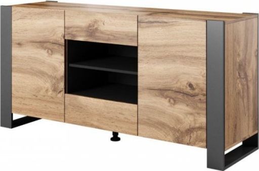 Cama Meble Komoda WOOD 164/44/80 dąb wotan + antracyt