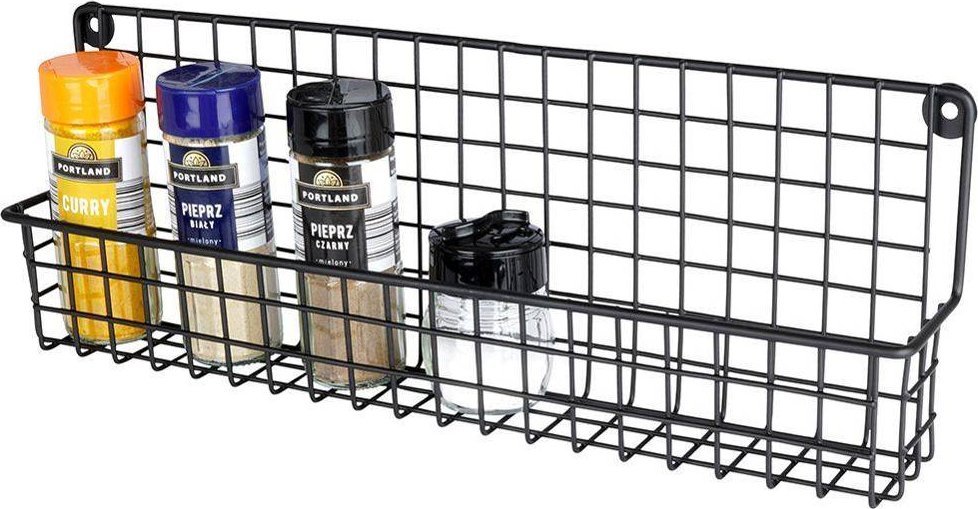Vilde Półka ścienna na przyprawy metalowa czarna loft 39,5x6,5x14cm