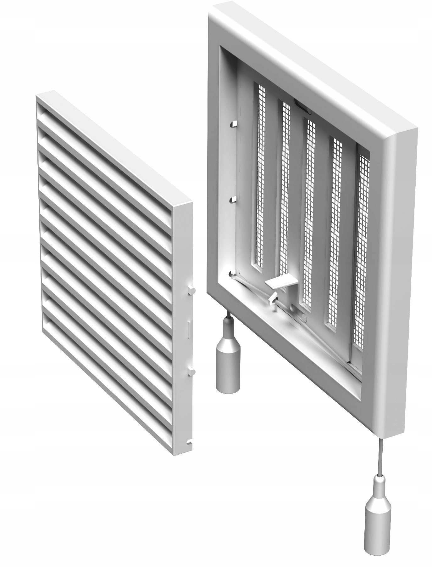Kratka wentylacyjna regulowana 188x188 mm z siatką biała MW120AR