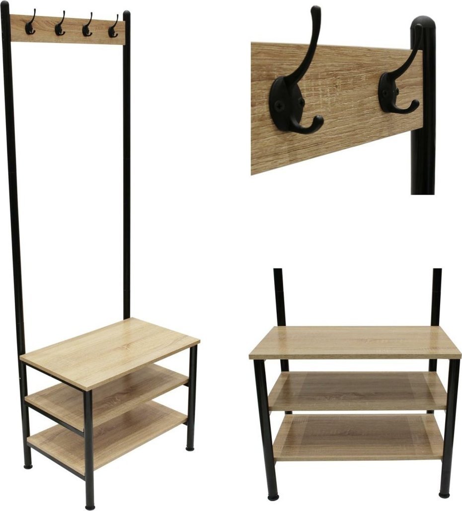 Intesi Wieszak Country z 3 półkami naturalny/czarny