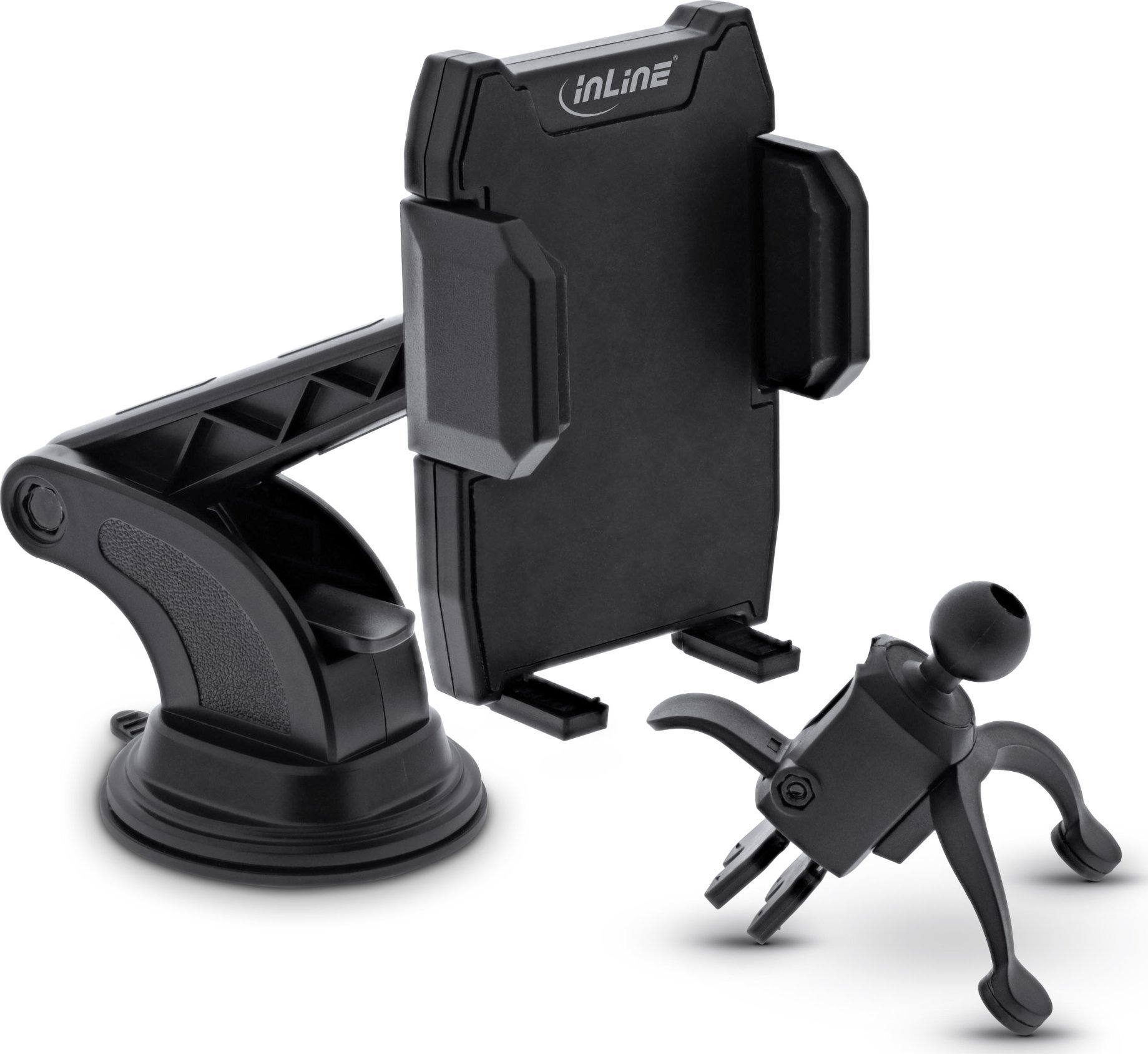 InLine InLine® Smartphone Windshield Car holder with suction cup or for ventilation grille, ONE CLICK EASY II, universal