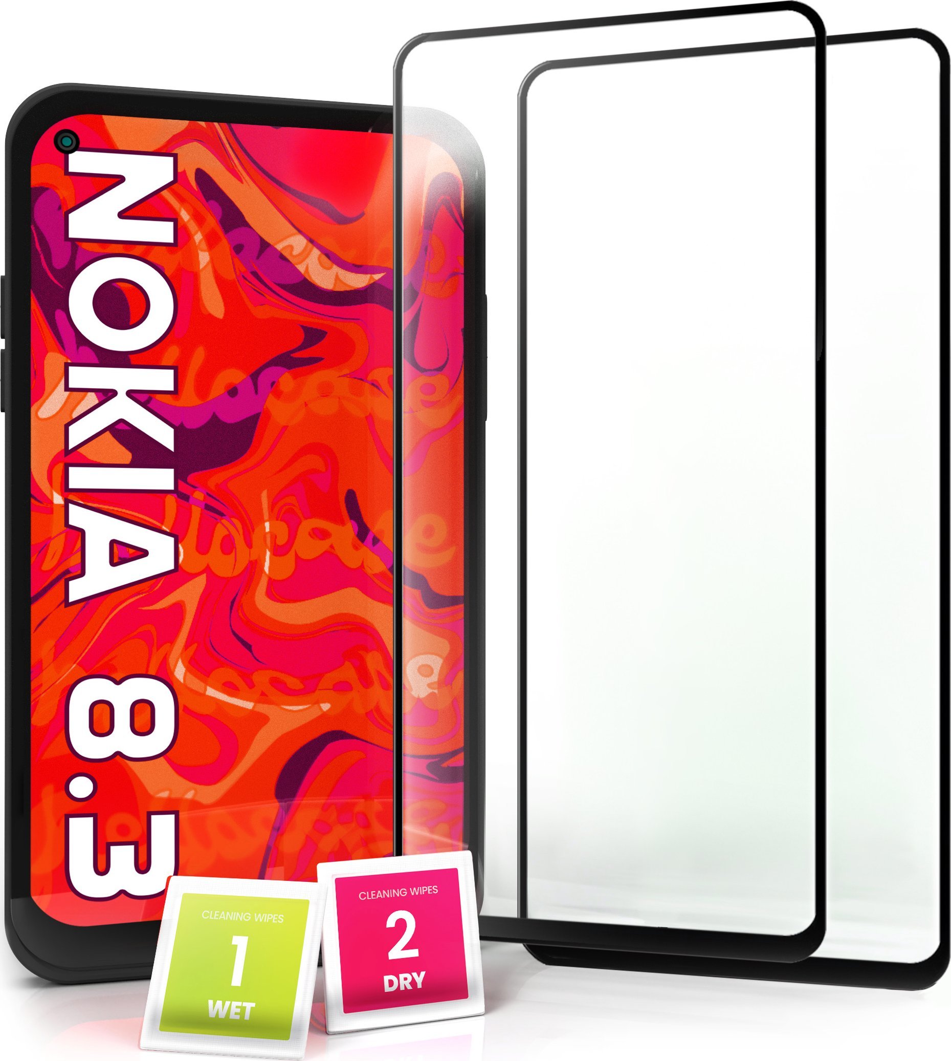 Hello Case 2-pak Szkło Hartowane do Nokia 8.3 Ochronne Pełne Na cały ekran 5D 9H