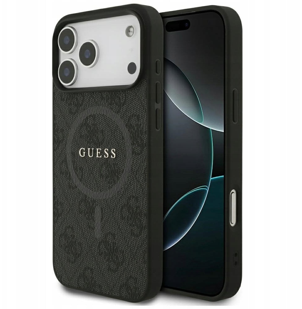 Guess Etui 4G Ring Classic Logo MagSafe do Apple iPhone 17 Pro Max czarny