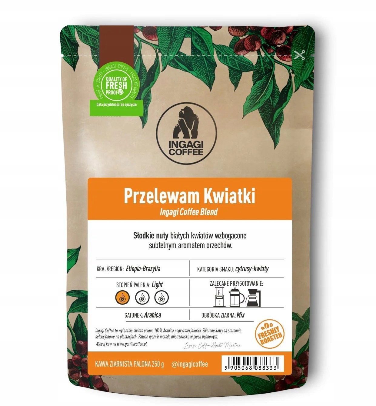 Kawa ziarnista Kawa ziarnista Ingagi Coffee Przelewam Kwiaty 250g