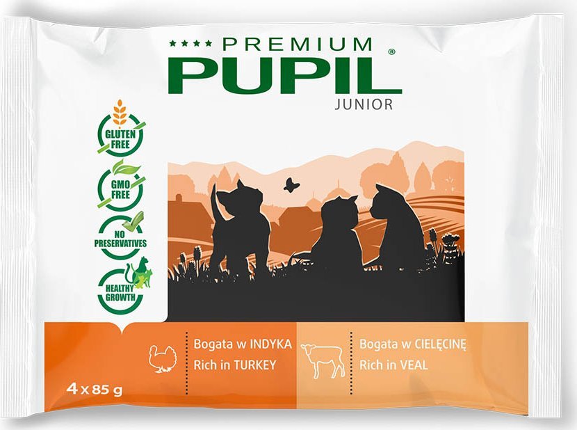 Pupil Premium Karma mokra dla kota PUPIL Premium JUNIOR bogata w indyka + cielęcinę 4x85g