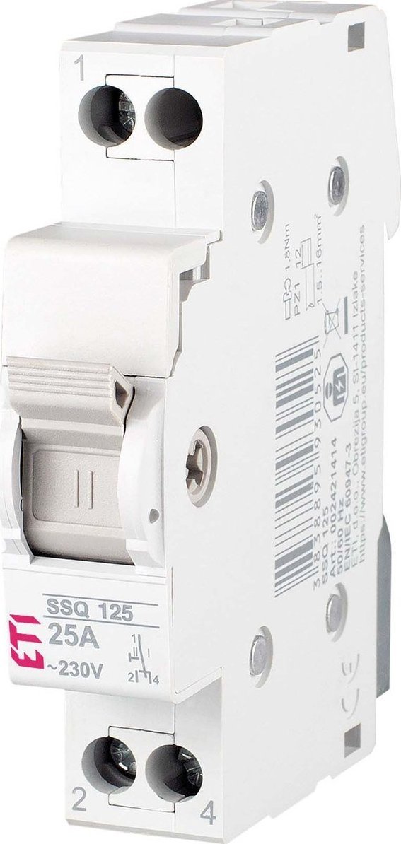 Etipo Przełącznik trójbiegunowy SSQ 125 1P 25A Eti Polam 760612103/002421414