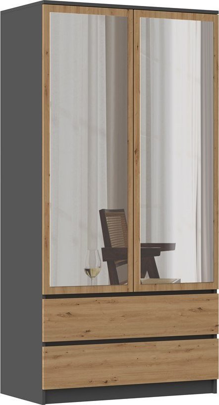 Topeshop Szafa Ss-90 Lustro - Antracyt Dąb Artisan!