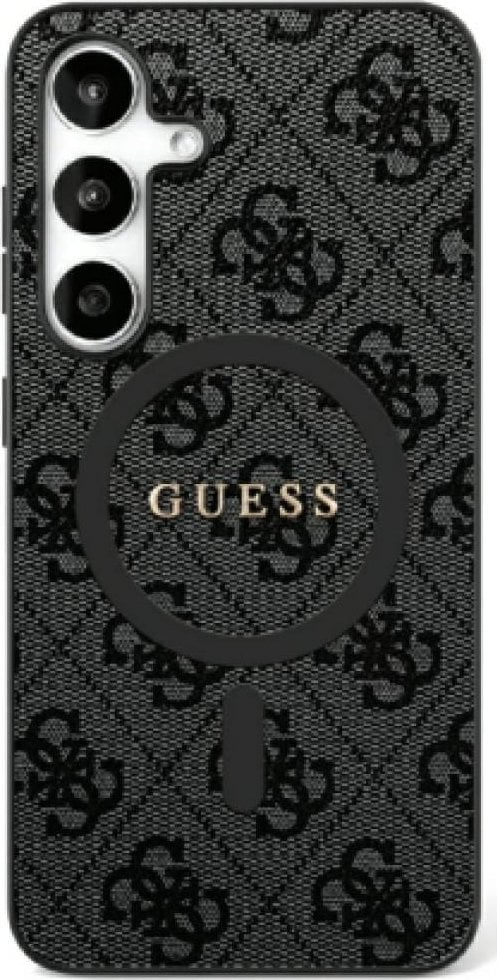 Guess Leather 4G Colored Ring Classic Logo MagSafe Case Samsung Galaxy S25 Plus black