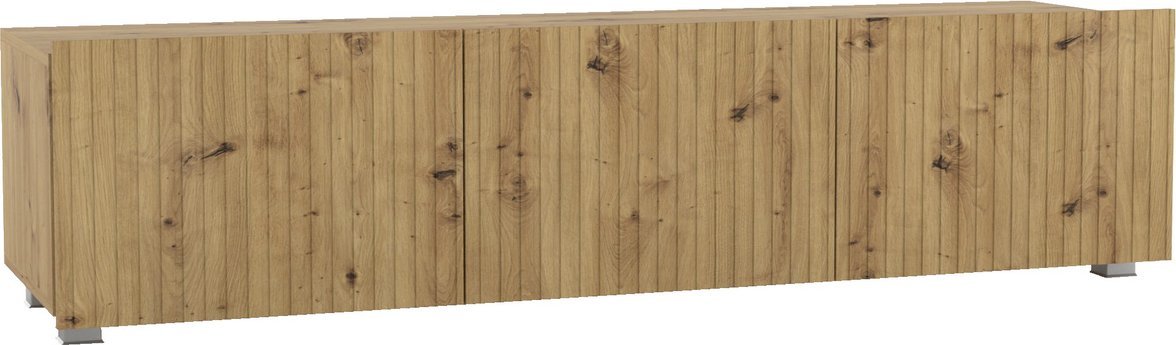 Ravio Szafka RTV Kolder 150 cm w kolorze dąb artisan i z ryflowanymi frontami