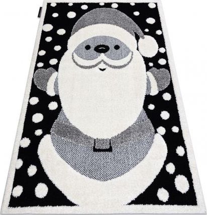 Dywany Łuszczów Dywan dziecięcy JOY Santa Święty Mikołaj dla dzieci - Strukturalny, dwa poziomy runa czarny / krem, 120x170 cm