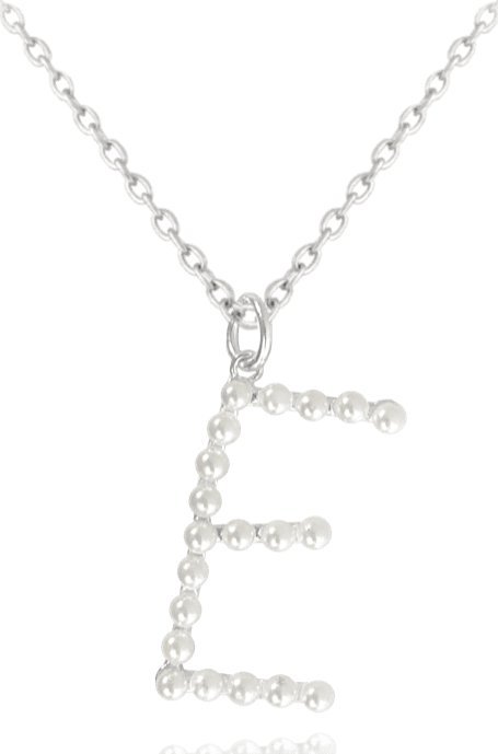 Minet MINET Srebrny naszyjnik PERŁY litera E z perłami