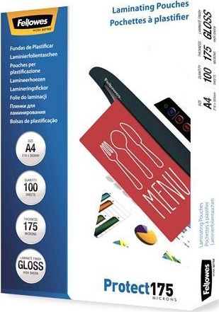 Fellowes Fellowes A4 Glossy 175 Micron Laminating Pouch - 100 pack - 5308703