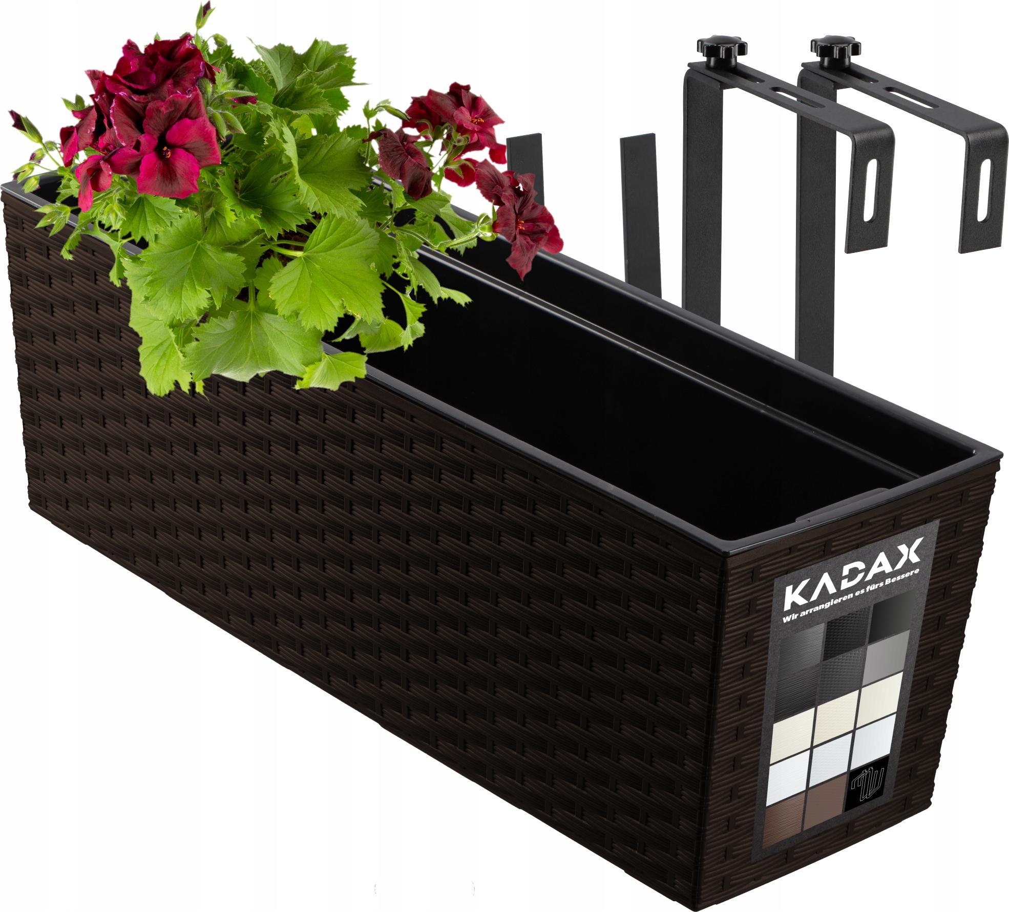 Kadax DONICZKA SKRZYNKA BALKONOWA UCHWYTY 19x56cm MOKKA