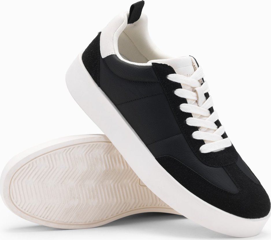 Ombre Męskie oldschoolowe sneakersy na grubej podeszwie czarne V4 OM-FOSL-0170 40