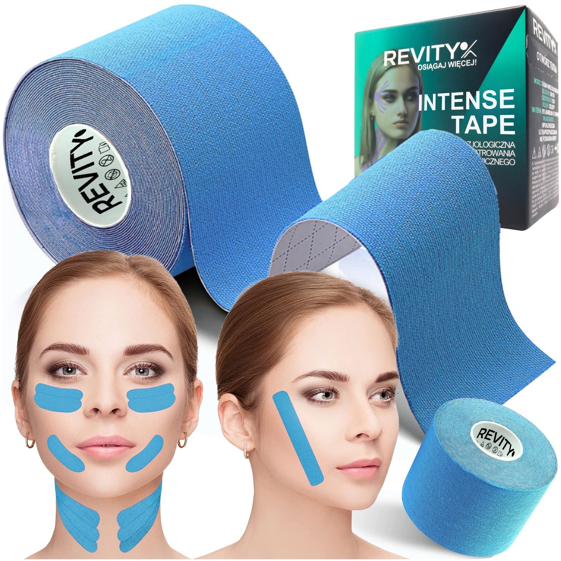 Taśma kinezjologiczna do twarzy i biustu medyczna Revity kinesio tape 5 cm x 5 m 1 szt.