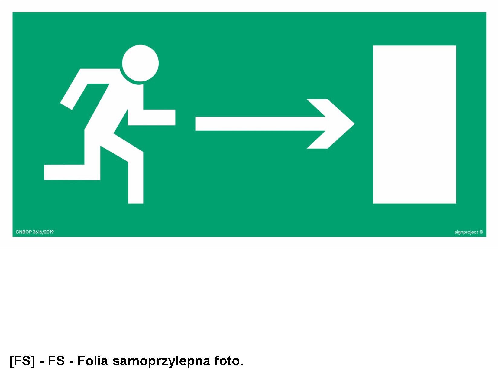 AA002 - Kierunek do wyjścia drogi ewakuacyjnej w prawo 300x150