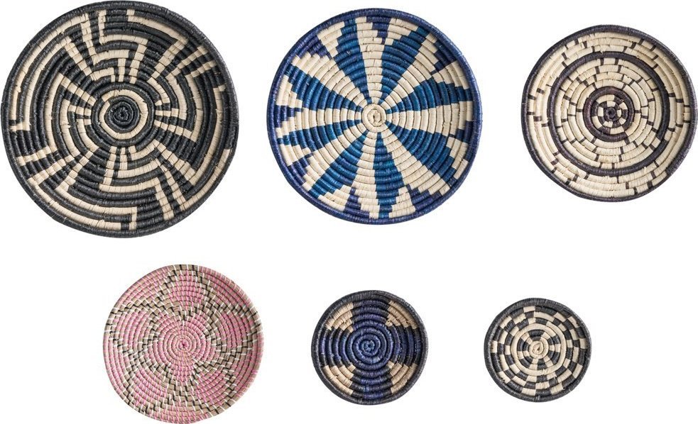 Beliani Zestaw 6 dekoracji ściennych z trawy morskiej wielokolorowy HOABINH