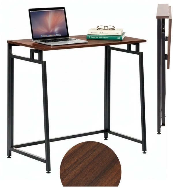 Biurko Springos Biurko komputerowe składane 80 cm stolik do pracy przy komputerze drewniane ciemny brązowy UNIWERSALNY