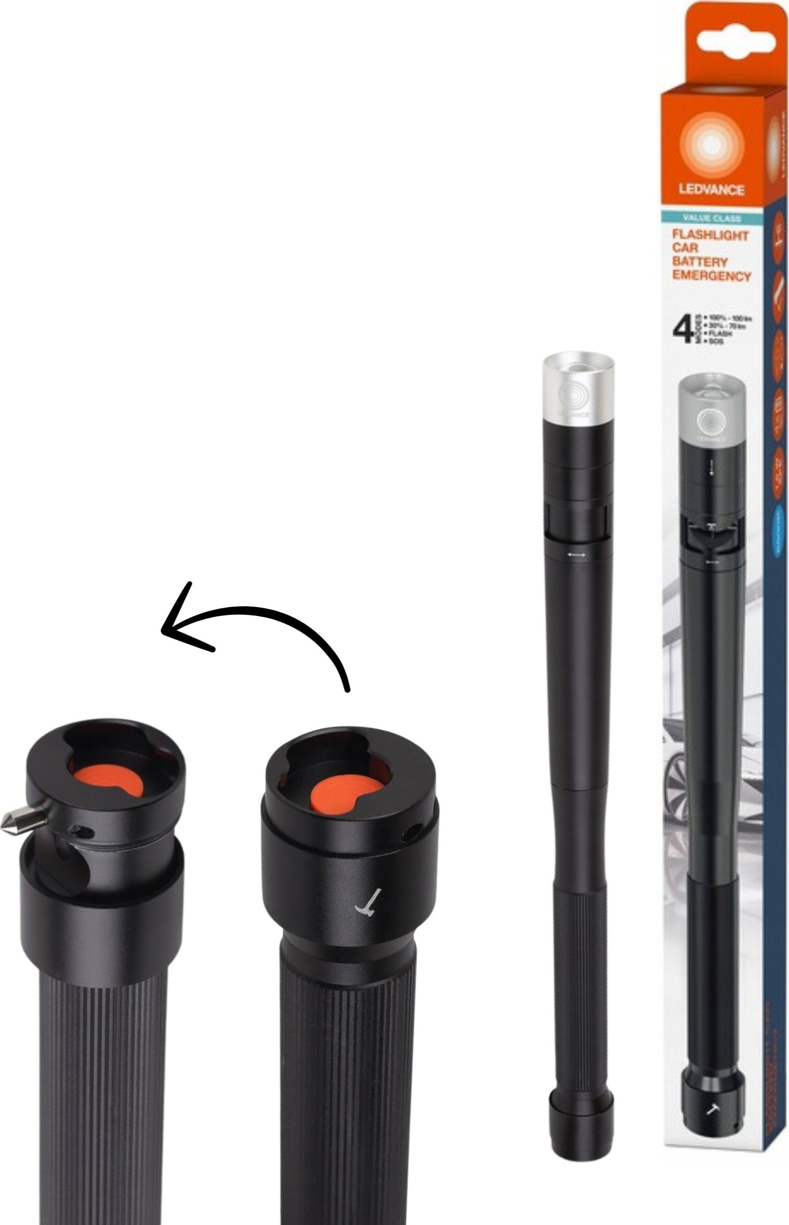 Latarka Ledvance Awaryjna latarka samochodowa 100LM zasilana bateriami 4xAA