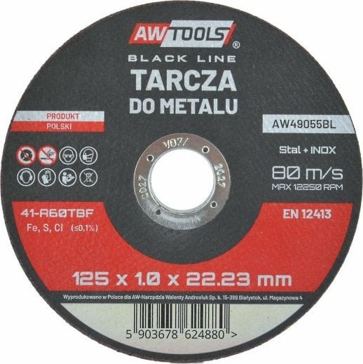 AWTools AW TARCZA DO METALU 125*1,0mm BLACK LINE