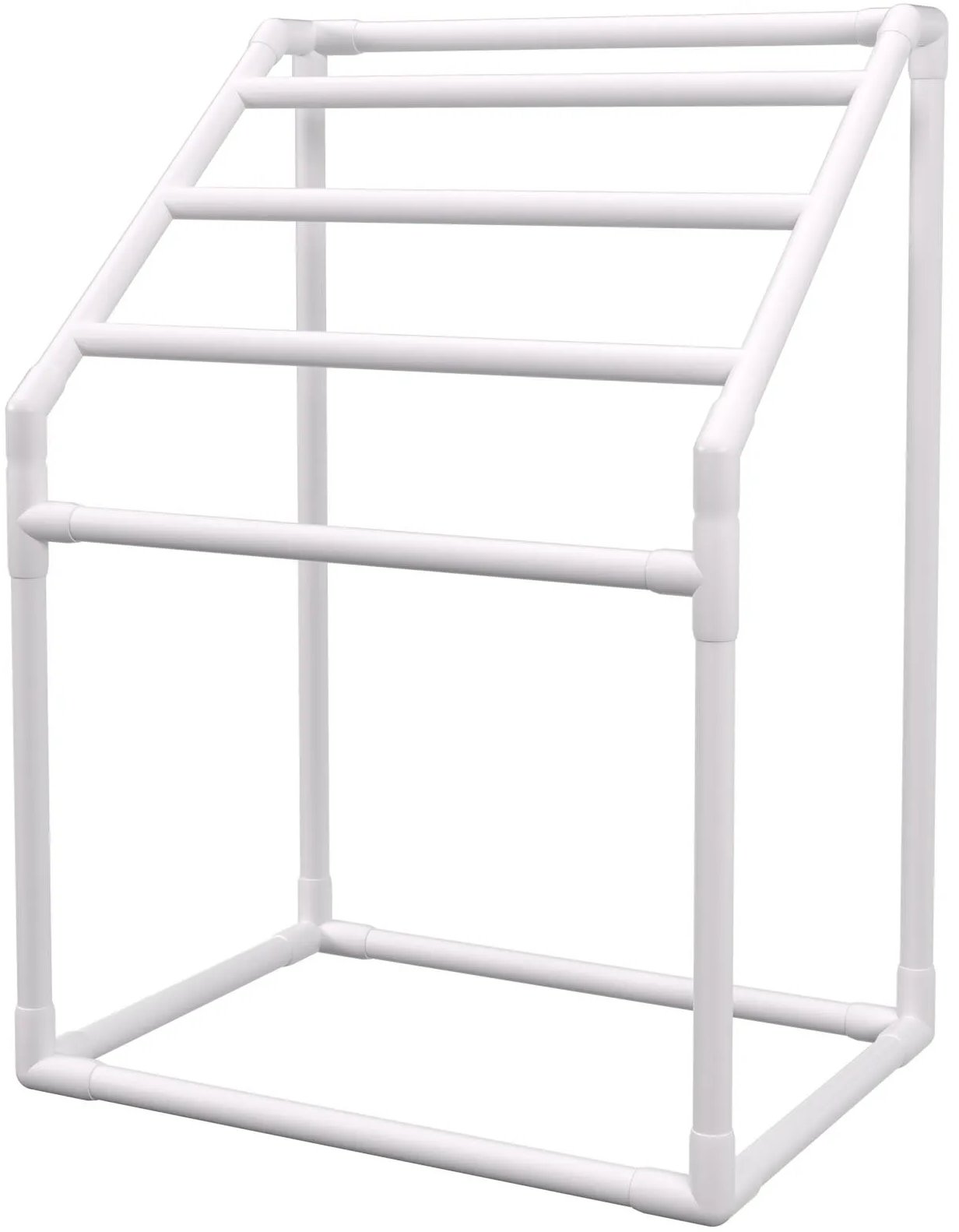 Wieszak na ręczniki basenowe 5 ramion stojący PVC z klipsami i koszem