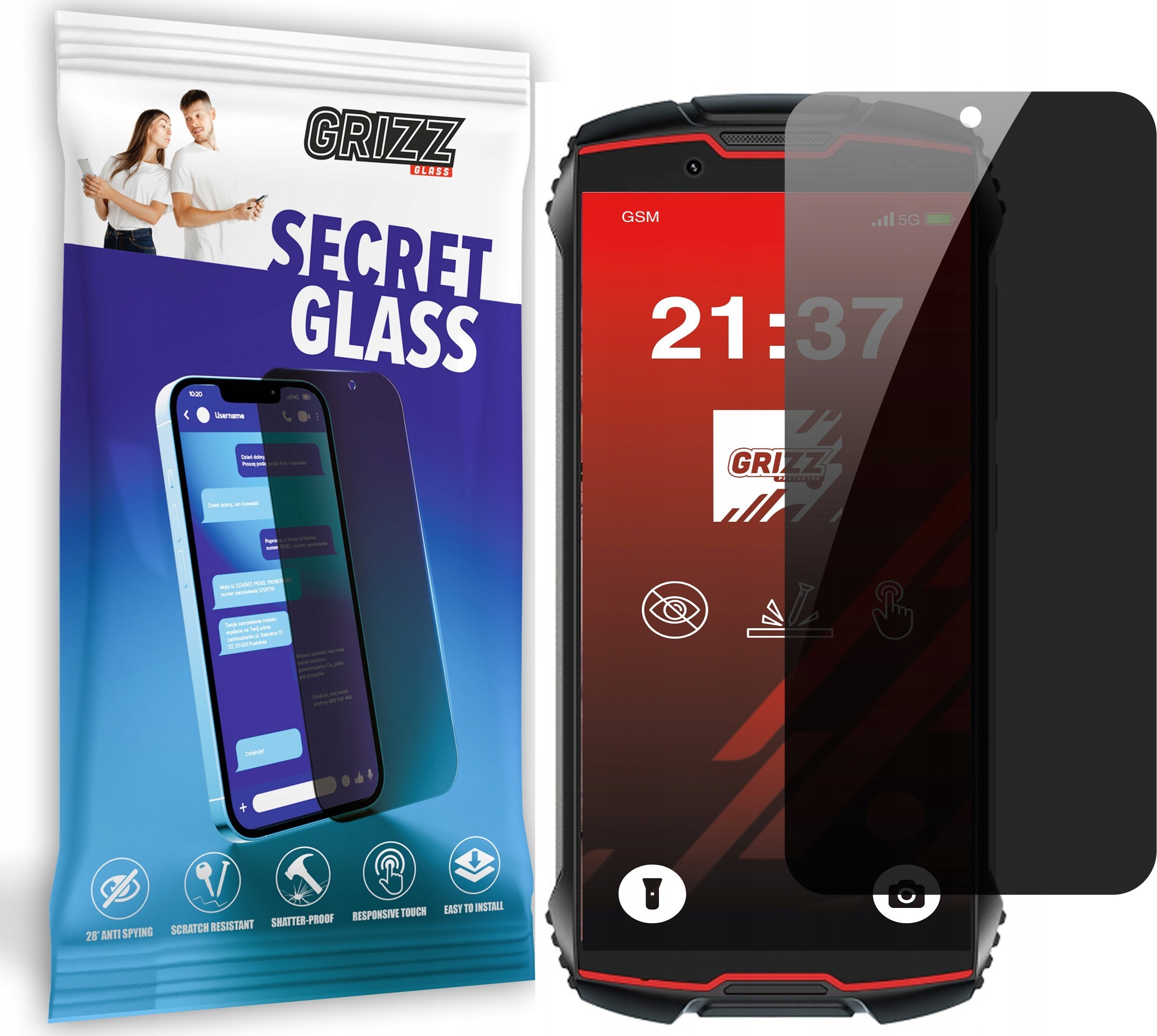 Szkło prywatyzujące GrizzGlass SecretGlass do Cubot King Kong Mini 2 Pro