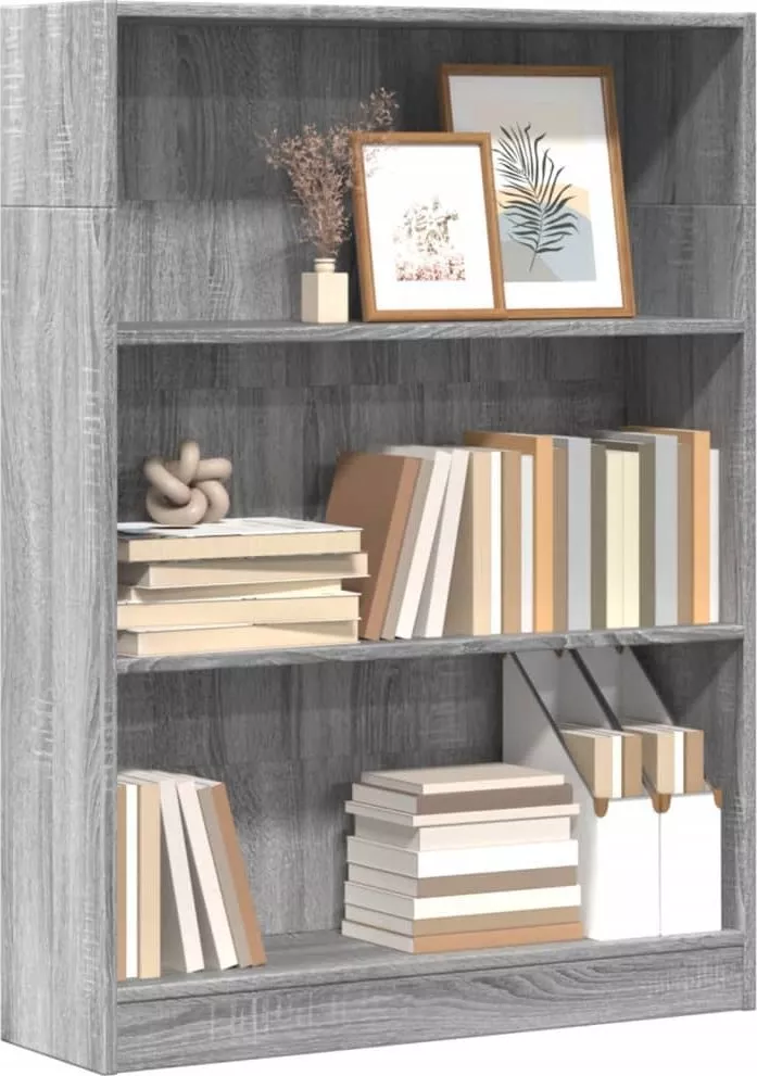 vidaXL Regał, szary dąb sonoma, 80x24x109 cm, materiał drewnopochodny