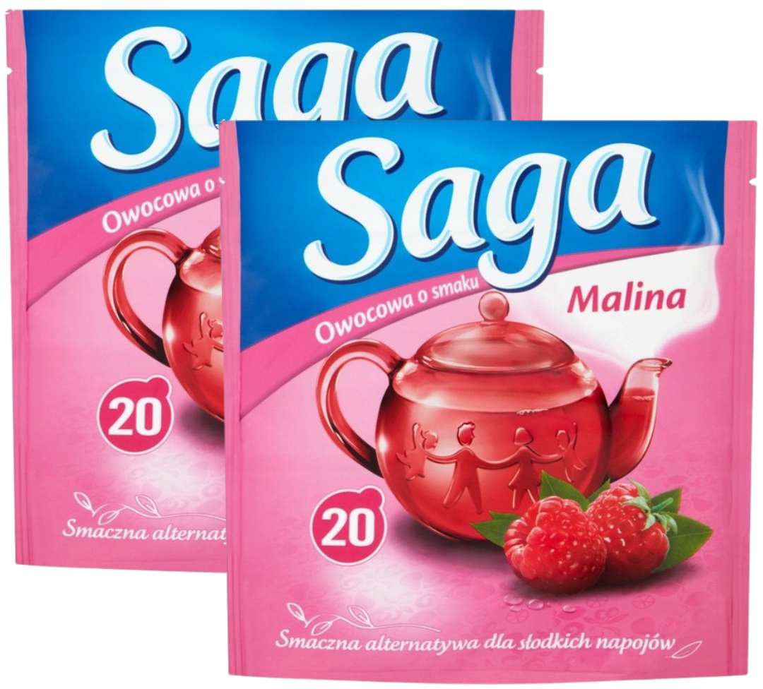 Saga Herbatka owocowa o smaku malina 34 g (20 torebek) x 2 sztuki