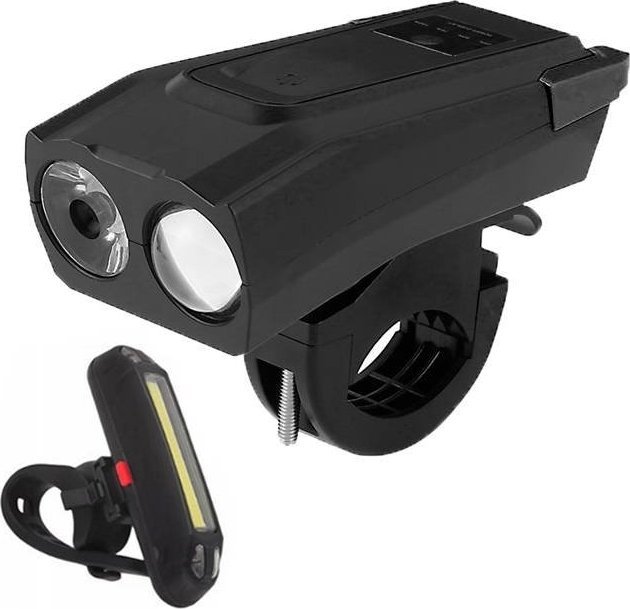 Dexxer Lampka rowerowa z dzwonkiem+lampka tylna BK-1718A uniwersalny