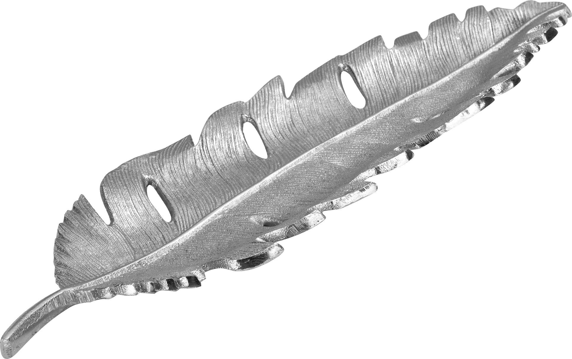 Art-Pol Patera metalowa srebrna liść 49 cm