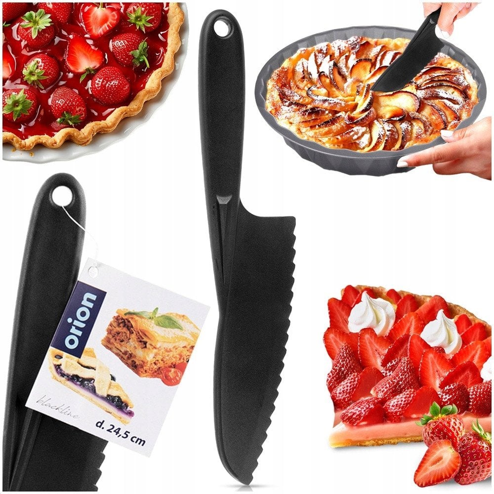 Nóż do ciasta z ząbkami czarny BLACKLINE 24,5 cm
