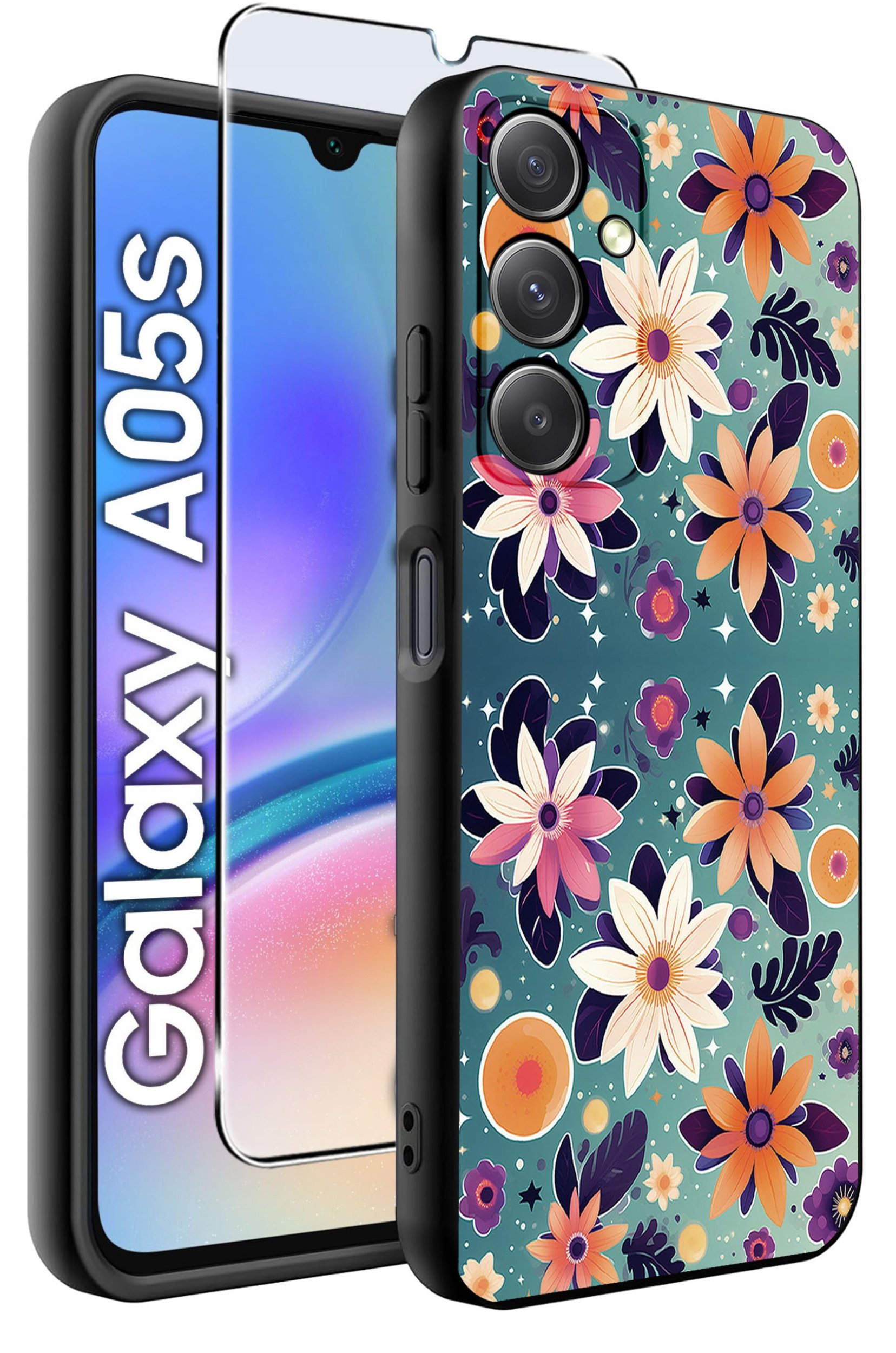 ETUI do Samsung A05s WZORY | SILIKONOWE MATT CASE + SZKŁO 9H