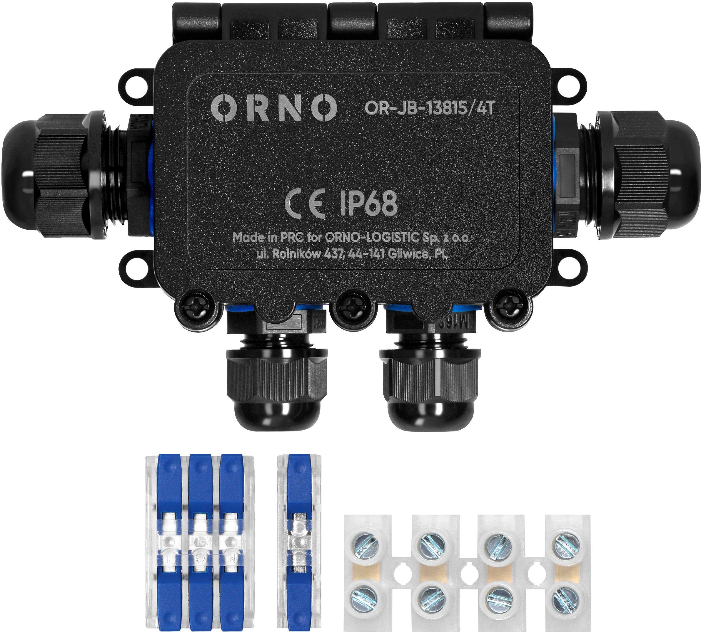 Puszka n/t HD IP68, 0,5-6,0mm? ,2 dławnice M20, 2 dławnice M16, układ T