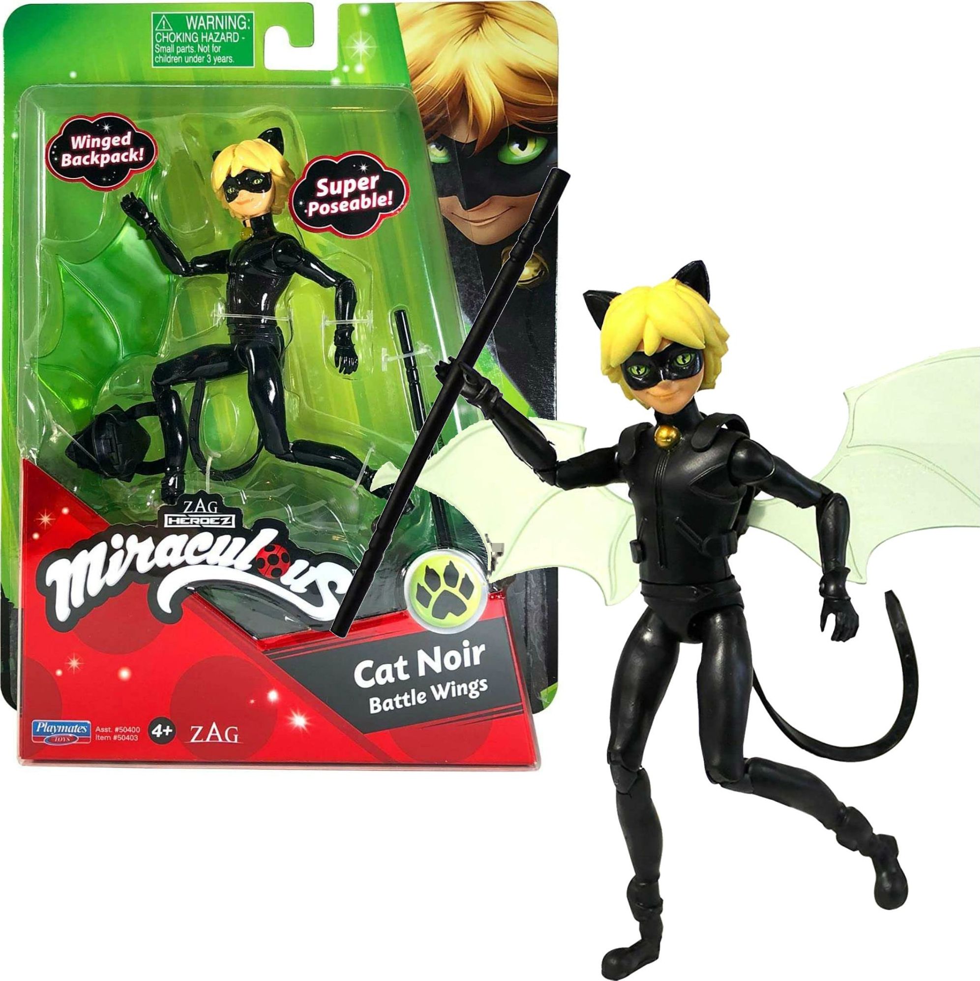 Figurka Playmates Toys Miraculous - Czarny Kot i akcesoria (50403)