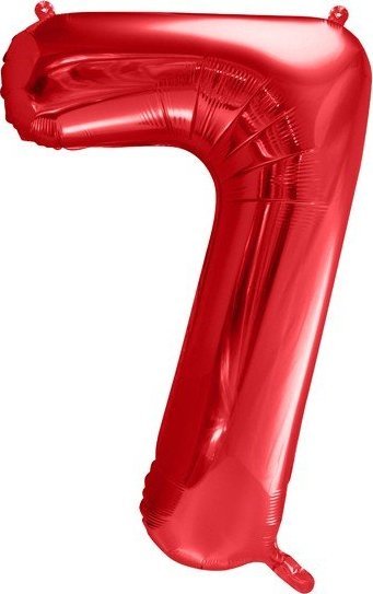 PartyDeco Duży Balon foliowy 86cm czerwona cyfra 7 siedem na hel powietrze