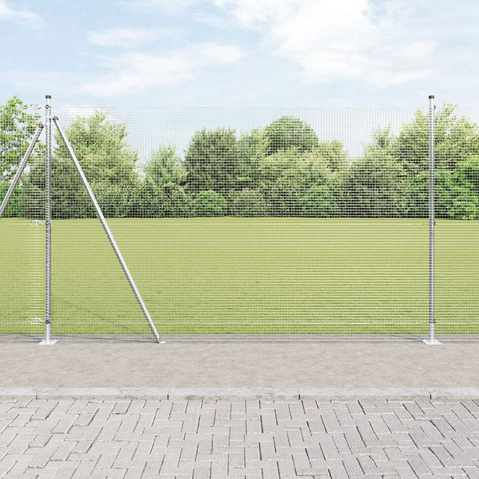 vidaXL Ogrodzenie spawane z 7 słupkami z brzegiem 1,5x10 m ze stali ocynkowanej