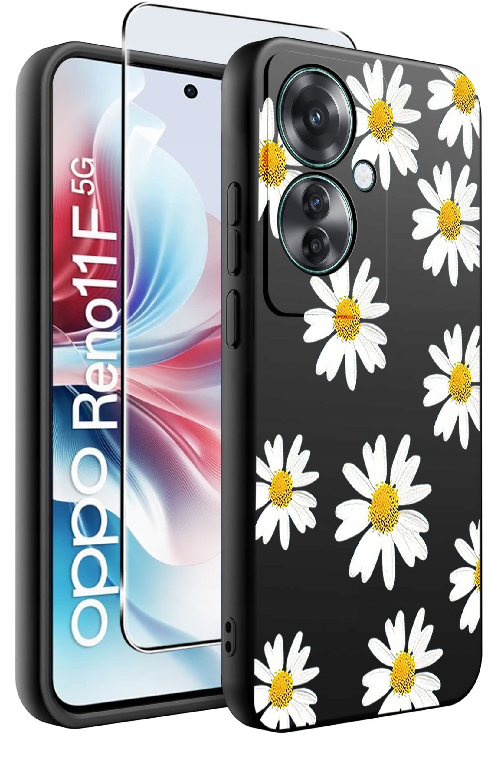 ETUI do Oppo Reno11 F 5G WZORY | SILIKONOWE MATT CASE + SZKŁO HARTOWANE 9H