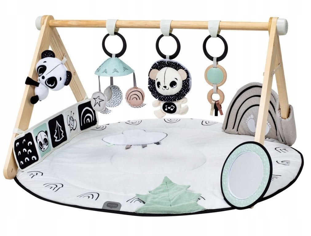 Tiny Love Gimnastyka/mata edukacyjna z drewnianym stojakiem – Décor czarno-biała