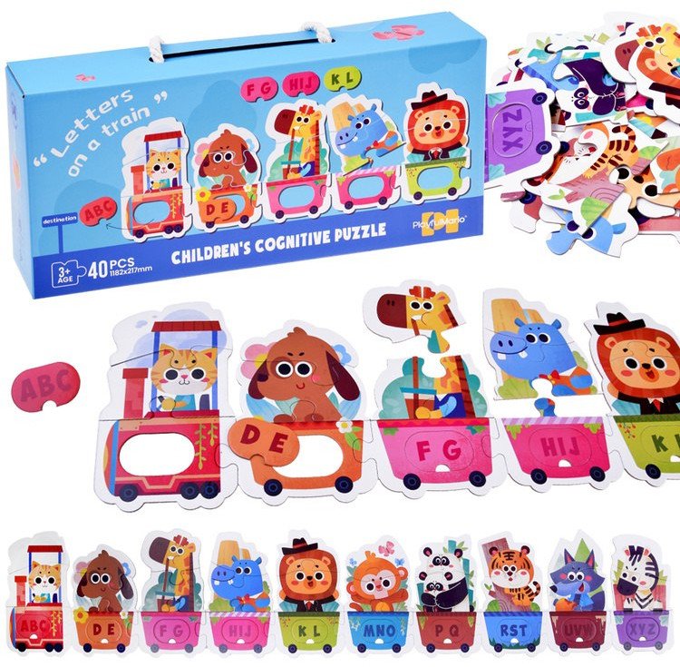 Jokomisiada Puzzle edukacyjne Pociąg ze zwierzątkami do nauki alfabetu 40-ele ZA5751