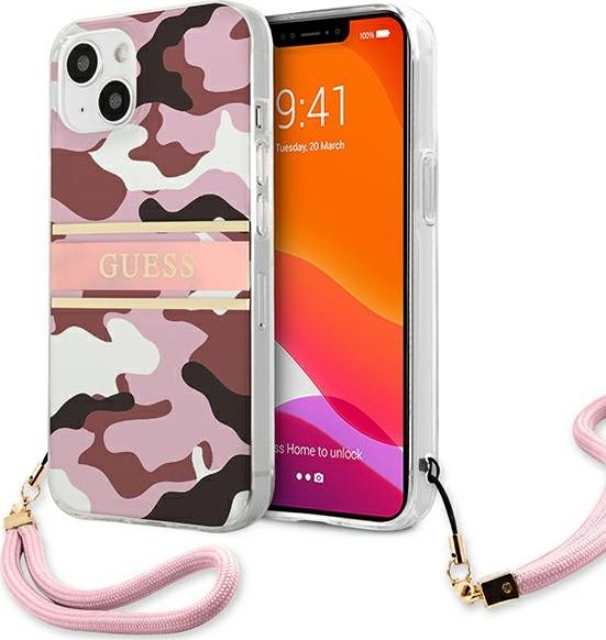 Guess Guess GUHCP13SKCABPI iPhone 13 mini 5,4" różowy/pink hardcase Camo Strap Collection